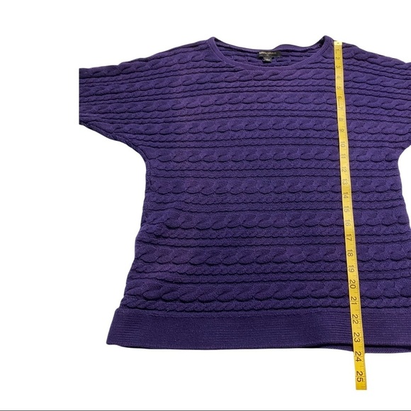 Banana Republic Factory Purple Large 3/4 Sleeve Cable Knit Sweater - Picture 5 of 7
